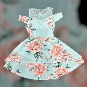 Speechless Kids Blue Floral Dress Size 10 Special Occasion Dressy Formal Party